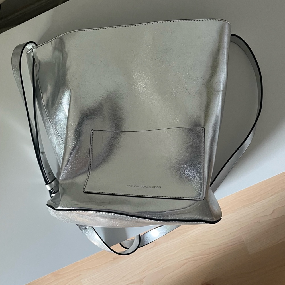 French Connection Metallic Silver Backpack - Picture 4 of 4